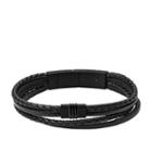 Fossil Multi-strand Black Leather Bracelet  Jewelry Black- Jf03098001