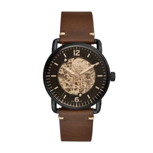 Fossil Commuter Automatic Brown Leather Watch  Jewelry - Me3158