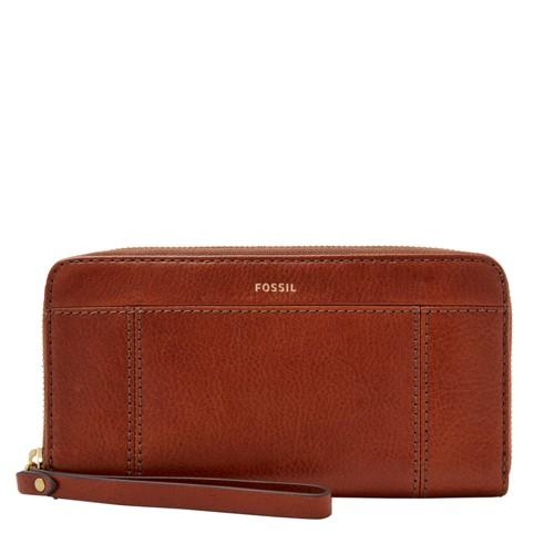 Fossil Jori Rfid Zip Clutch  Wallet Medium Brown- Swl3008210