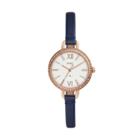 Fossil Annette Three-hand Navy Leather Watch  Jewelry - Es4403