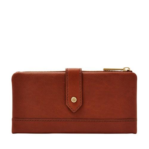 Fossil Lainie Zip Clutch  Wallet Medium Brown- Swl2060210
