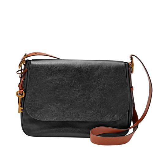 Fossil Harper Large Saddle Crossbody  Handbag Black- Zb6760001