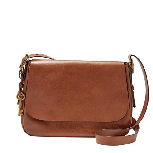 Fossil Harper Large Saddle Crossbody  Handbag Brown- Zb6760200