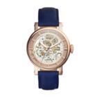 Fossil Original Boyfriend Automatic Navy Leather Watch   - Me3086