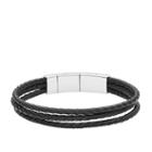 Fossil Black Multi-strand Leather Bracelet  Jewelry - Jf02682040