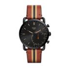 Fossil Hybrid Smartwatch - Commuter Luggage Stripe Leather  Jewelry - Ftw1183