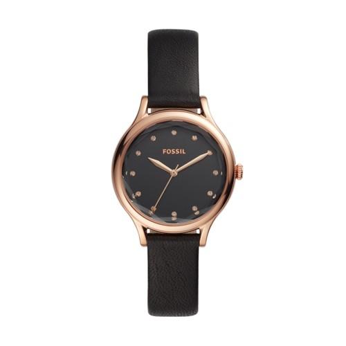 Fossil Laney Three-hand Black Leather Watch  Jewelry - Bq3446