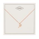 Fossil Letter T Rose Gold-tone Stainless Steel Necklace  Jewelry - Jf03045791