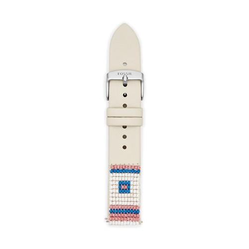 Fossil Fossil X Me To We White Leather 18mm Watch Strap   - S181309