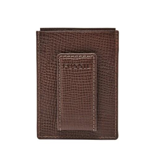 Fossil Walton Rfid Magnetic Front Pocket Wallet  Wallet Black Coffee- Sml1651017