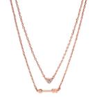 Fossil Heart Rose Gold-tone Brass Convertible Necklaces  Jewelry Rose Gold- Joa00422791