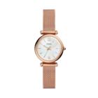 Fossil Carlie Three-hand Rose Gold-tone Stainless Steel Watch  Jewelry - Es4433