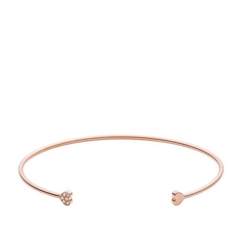 Fossil Heart Rose Gold-tone Steel Open Cuff  Jewelry - Jf02855791