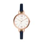 Fossil Annette Three-hand Navy Leather Watch  Jewelry - Es4355