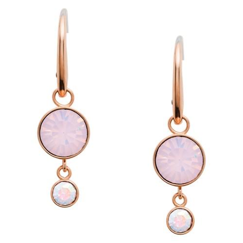 Fossil Double Circle Rose Gold-tone Steel Drop Earrings  Jewelry Rose Gold- Jof00477791