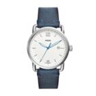 Fossil The Commuter Three-hand Date Blue Leather Watch  Jewelry - Fs5432