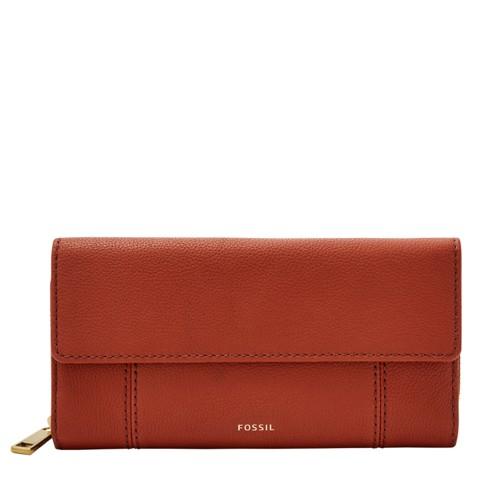 Fossil Jori Rfid Flap Clutch  Wallet Terra Cotta- Swl1820861