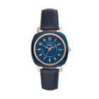 Fossil Idealist Three-hand Navy Leather Watch  Jewelry - Es4280