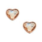 Fossil Multi-faceted Heart Rose Gold-tone Stainless Steel Earrings  Jewelry - Jof00455791
