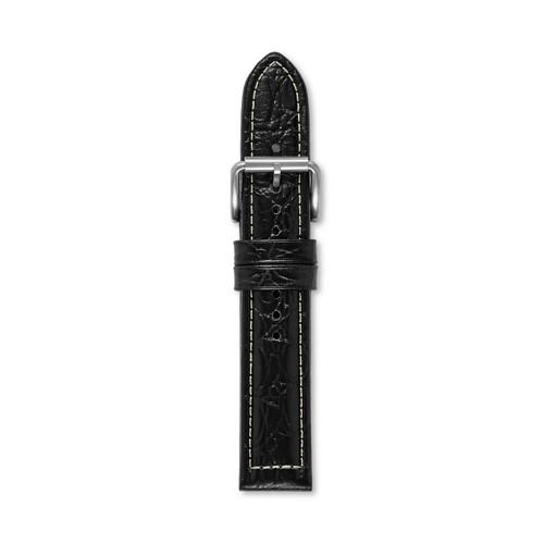 Fossil Defender 20mm Leather Watch Strap - Black Croco Des1010