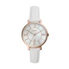 Fossil Jacqueline Three-hand Date White Leather Watch  Jewelry - Es4579