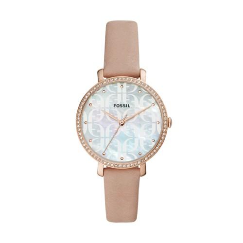Fossil Jacqueline Three-hand Blush Leather Watch  Jewelry - Es4603