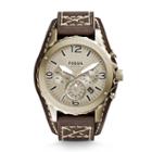Fossil Nate Chronograph Brown Leather Watch Jr1495 Gold
