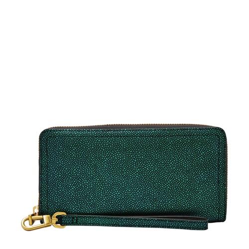 Fossil Logan Rfid Zip Around Clutch  Wallet Iridescent- Sl7842873