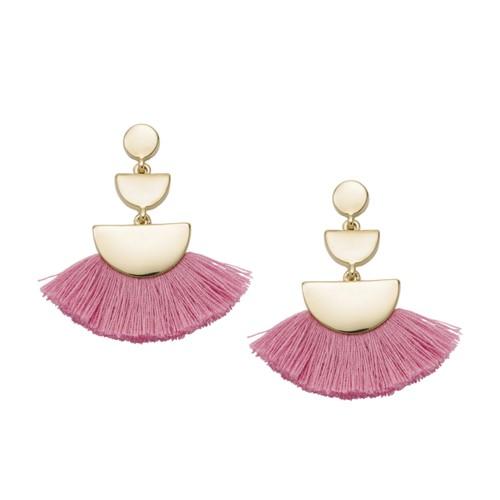 Fossil Wild Rose Brass Fringe Earrings  Jewelry - Ja6955710
