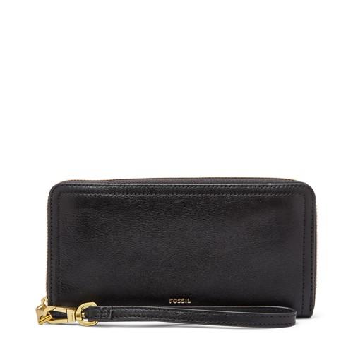 Fossil Logan Rfid Zip Around Clutch  Wallet Black- Sl7831001
