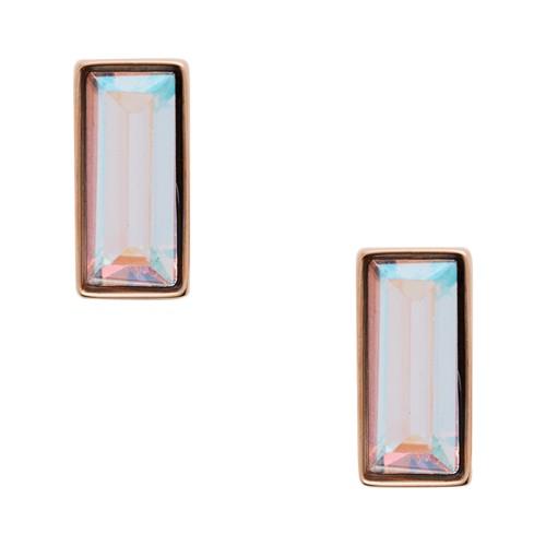 Fossil Baguette Rose Gold-tone Stainless Steel Earrings  Jewelry Rose Gold- Jof00471791