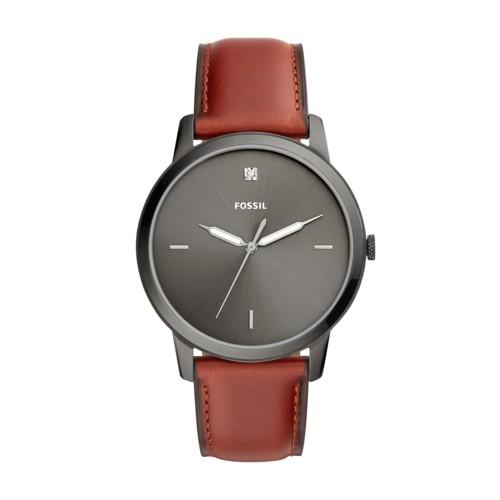 Fossil The Minimalist Carbon Series Three-hand Smokey Amber Leather Watch  Jewelry - Fs5479