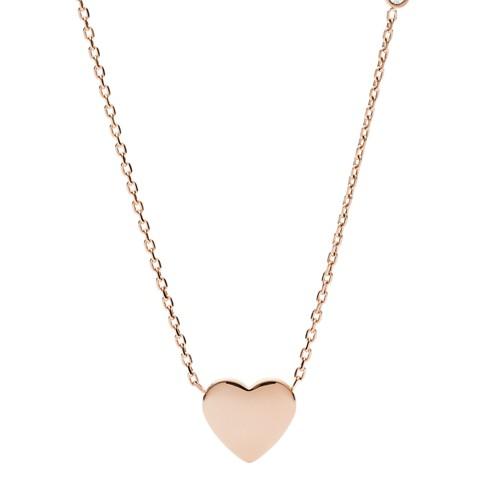 Fossil Heart Rose Gold-tone Stainless Steel Necklace  Jewelry Rose Gold- Jf03081791