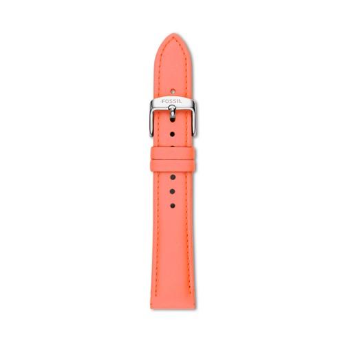 Fossil 18mm Neon Coral Leather Watch Strap   - S181324