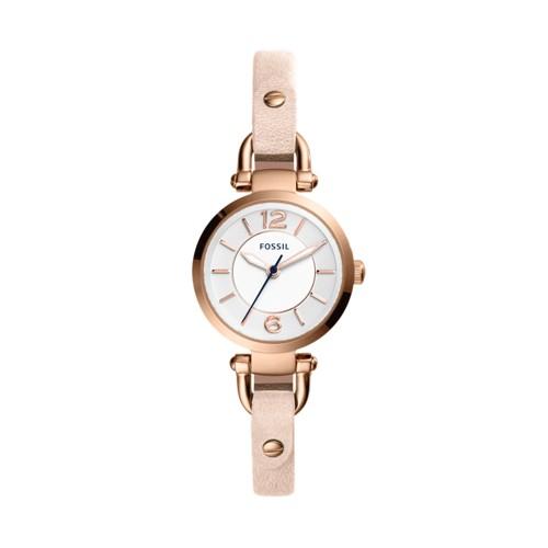 Fossil Georgia Three-hand Blush Leather Watch  Jewelry - Es4340