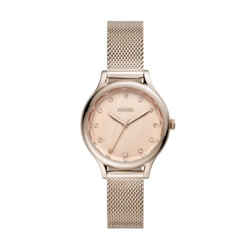 Fossil Laney Three-hand Pastel Pink Stainless Steel Watch  Jewelry - Bq3466