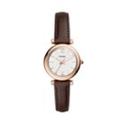 Fossil Carlie Mini Three-hand Brown Leather Watch  Jewelry - Es4472