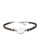 Fossil Disc Brown Leather Bracelet  Jewelry - Jof00430040
