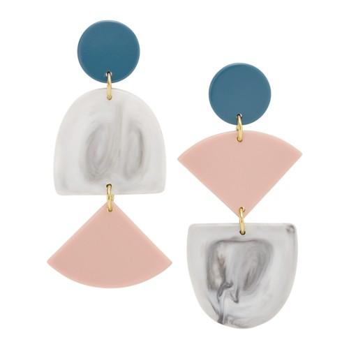 Fossil Geometric Tri-tone Acetate Chandelier Earrings  Jewelry - Ja6976710