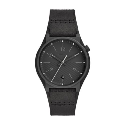 Fossil Barstow Three-hand Black Leather Watch  Jewelry - Fs5511
