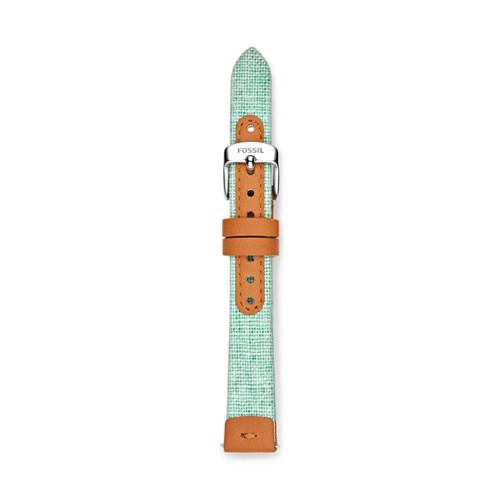 Fossil Sea Glass Canvas And Leather Watch Strap   - S141095