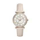 Fossil Carlie Three-hand Winter White Leather Watch  Jewelry - Es4465