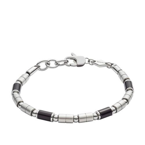 Fossil Black Agate Stainless Steel Bracelet  Jewelry - Jf02924040