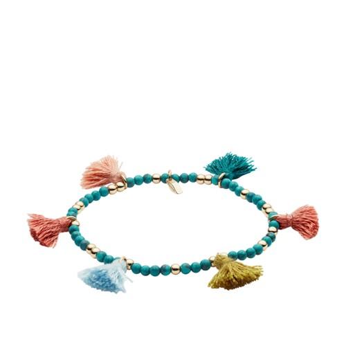 Fossil Multi-colored Fringe Calcite Beaded Bracelet  Jewelry Gold- Joa00504710