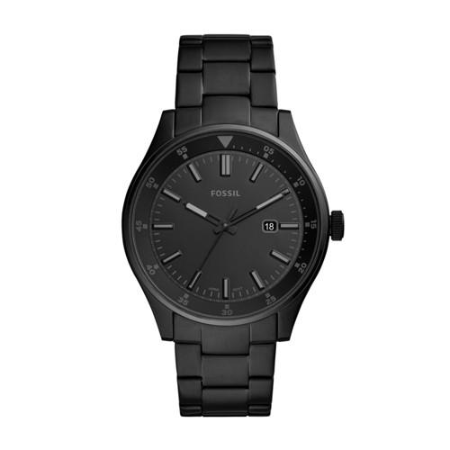 Fossil Belmar Three-hand Date Black Stainless Steel Watch  Jewelry - Fs5531
