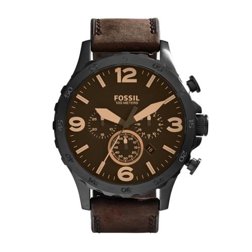 Fossil Nate Chronograph Brown Leather Watch   - Jr1487