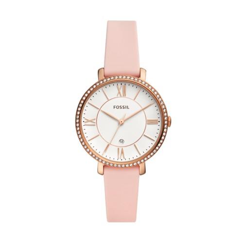 Fossil Jacqueline Three-hand Date Blush Silicone Watch  Jewelry - Es4670