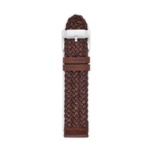 Fossil Dark Brown Leather 22mm Braided Watch Strap
