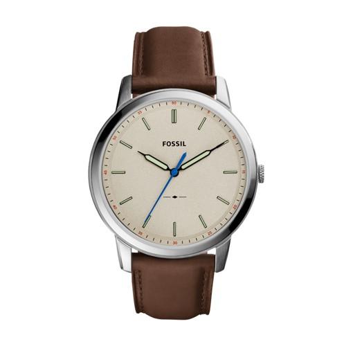 Fossil The Minimalist Slim Three-hand Brown Leather Watch  Jewelry - Fs5306