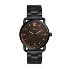 Fossil The Commuter Three-hand Date Black Stainless Steel Watch  Jewelry - Fs5277